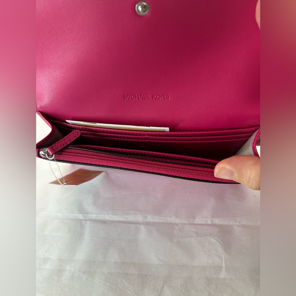 NWT Michael Kors Hamilton hot pink wallet - Picture 5 of 9